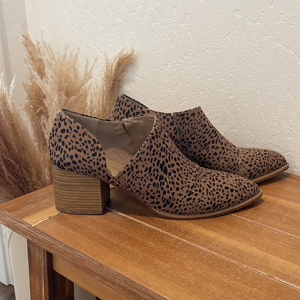 Anthropologie- BC Footwear Heeled Leopard Print Bootie